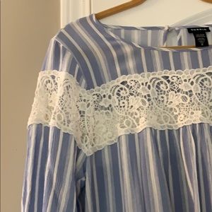 torrid Tops - Three quarter length blouse with stripes and lace torrid Tops - Three quarter length blouse with stripes and lace
